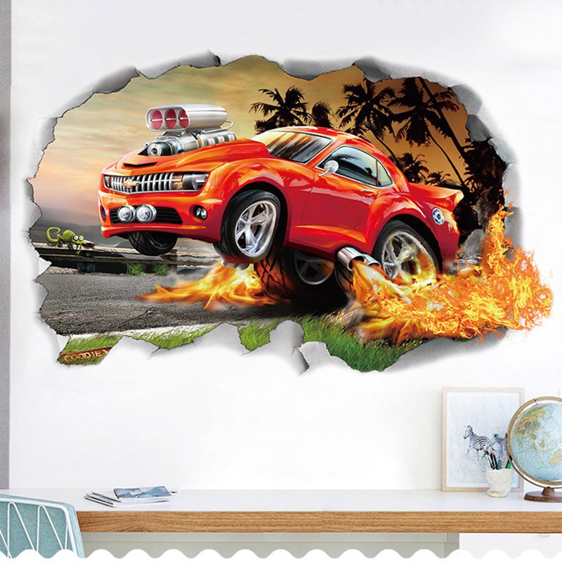 Cool Motor Rider Behang 3D Offroad Auto Muurstickers Slaapkamer Student Geef Nooit Motivatie Woord Art Decals Studie Sticker: PC7256-2