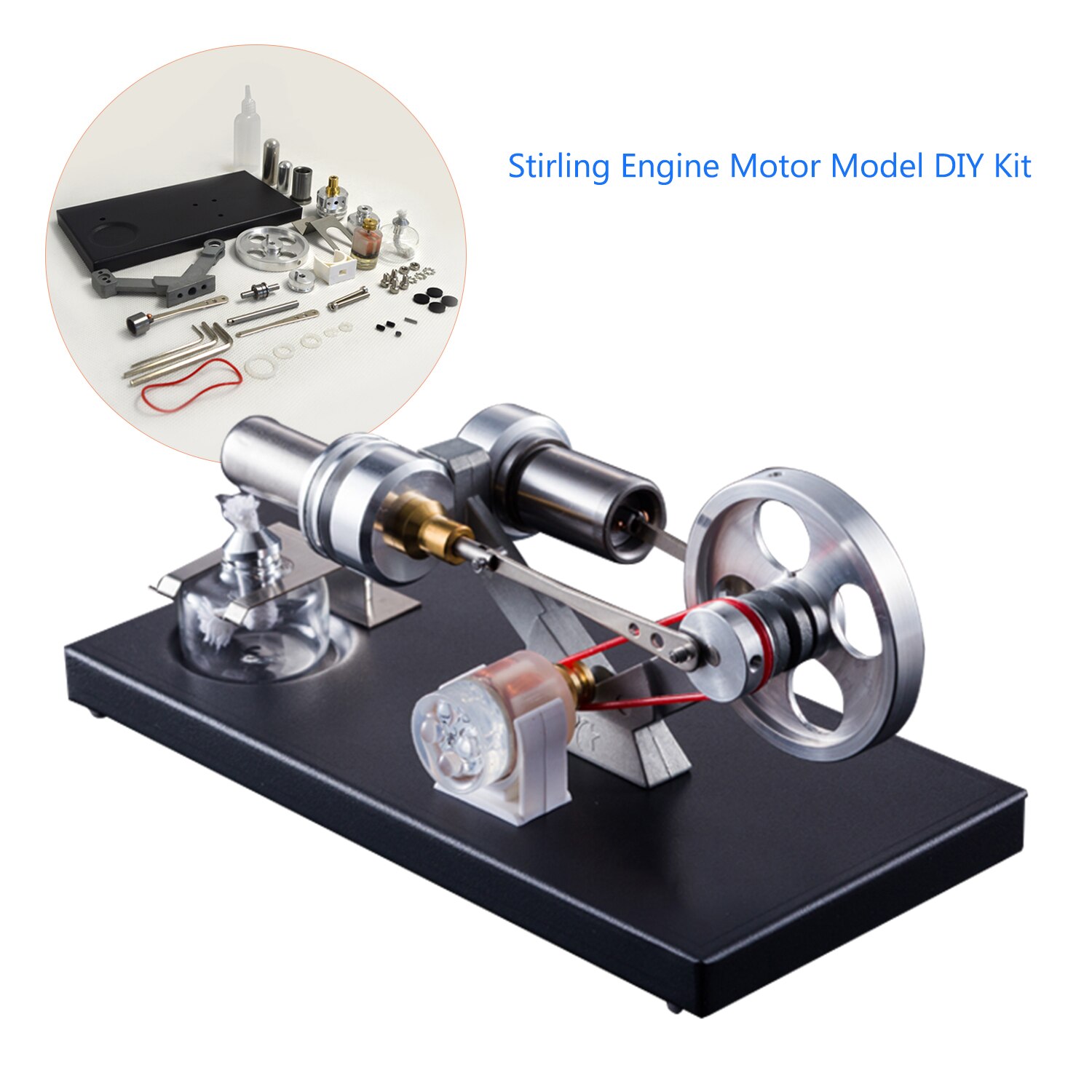 4 stücke LED-leuchten Strom Generator Physik Pädagogisches Spielzeug Lehrmittel Mit Luft Stirling-Motor- Motor- Modell DIY Bausatz