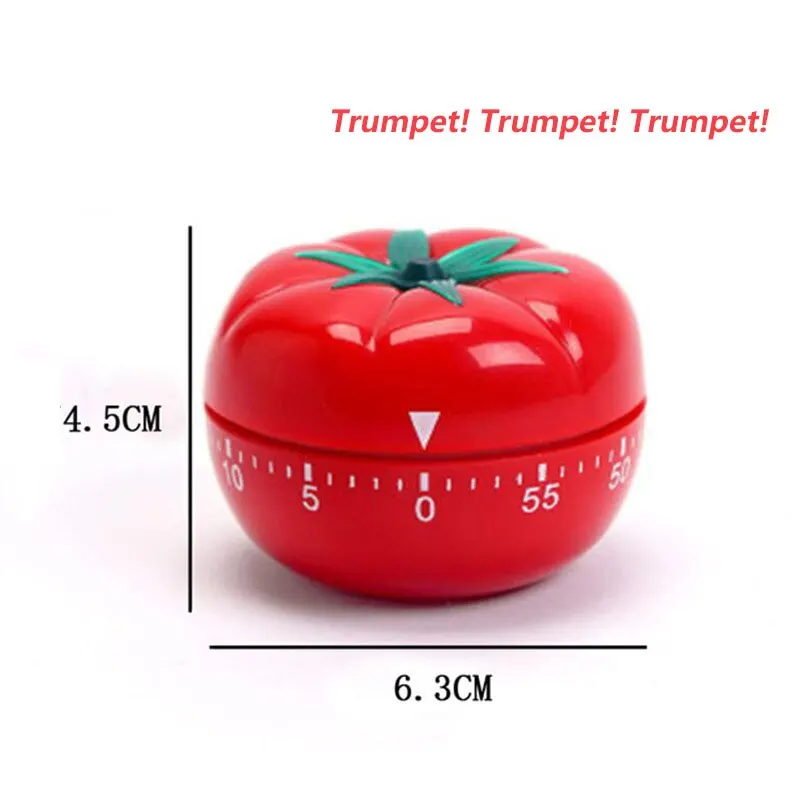 Red Tomato Shape Kitchen Timer Mechanical Countdown Clock Cute Cooking Gadget Durable Reminder Alarm for Pomodoro Timing: Default Title