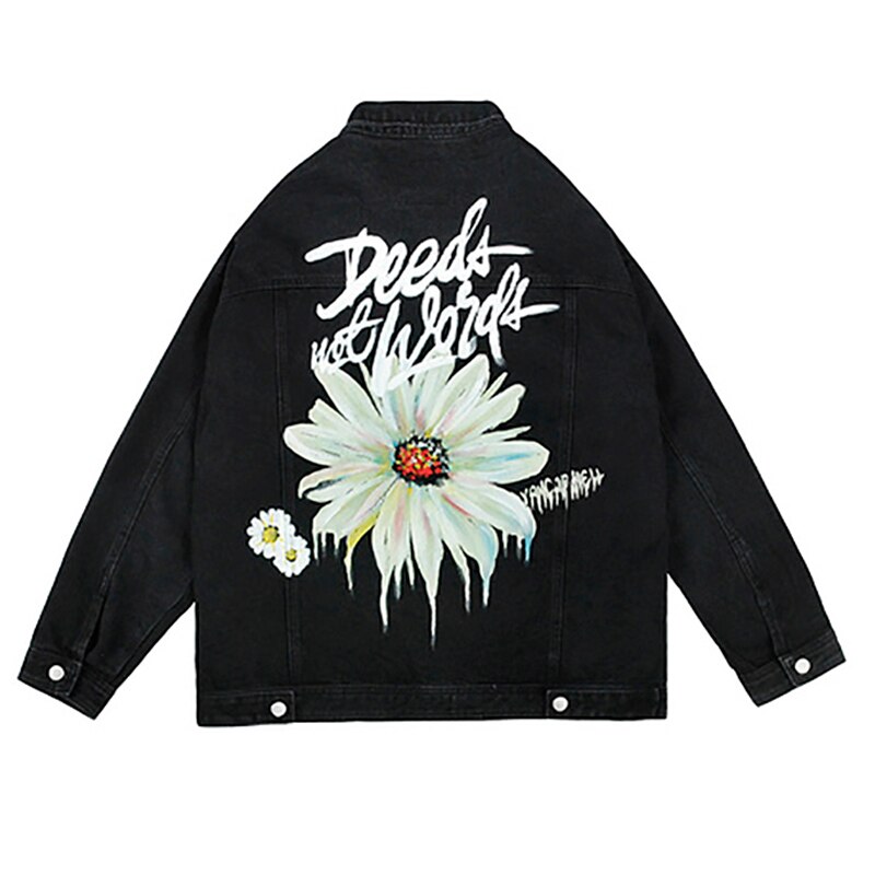 Mens Hand Geschilderd Graffiti Denim Jassen Streetwear Hiphop Herfst Mannen Vintage Punk Rock Mannelijke Knop Oversize Man Jas Tops: S