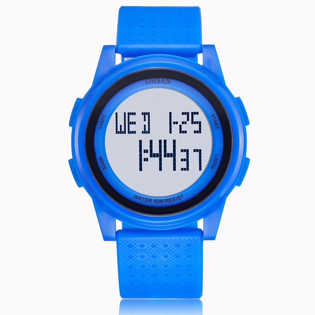 OHSEN Digitale Frauen Sport Uhren Wasserdichte Gelbe LED freundlicher Uhr Multi funktion Junge Mädchen Armbanduhr montre femme: Blau Armbanduhr