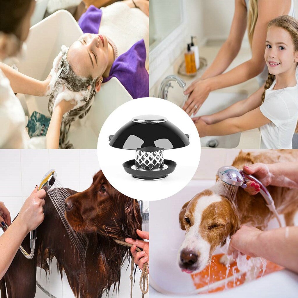 Bathtub Stopper Hair Catcher for Shower Drain 2 in 1 Prevent Hair Clogs Black Hair Catcher Sealing Rings Kitchen Accessories