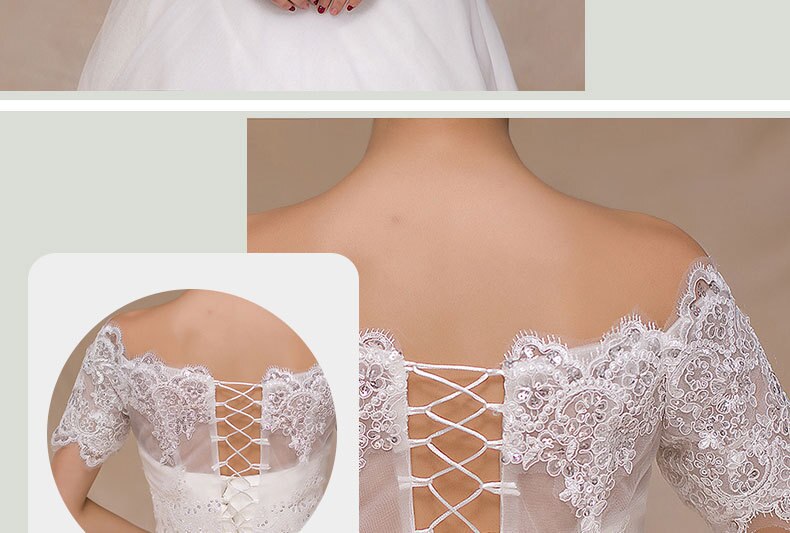 Hvid rød bryllup bolero sjal wrap korte ærmer blonde applikation brude jakke til brudekjole bryllup tilbehør mariage femme