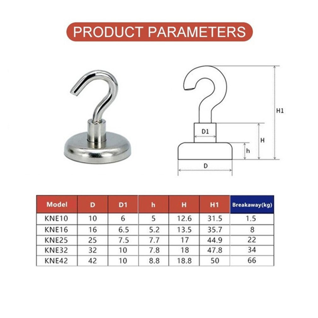 Magnetic Hooks Powerful Magnetic Hook Holder Wall Suction Hook Bracket Hardware Magnetic Tool Silver