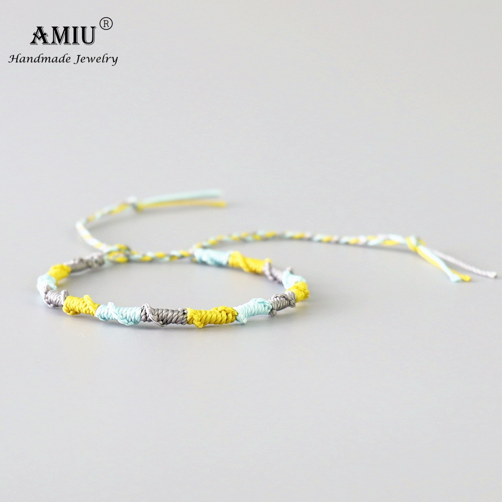 UGA-AMIU Artesanal À Prova D' Água Fio de Cera Corda Nó Pulseira Pulseira Da Amizade Pulseira Envoltório Tecido Simples para Homens e Mulheres