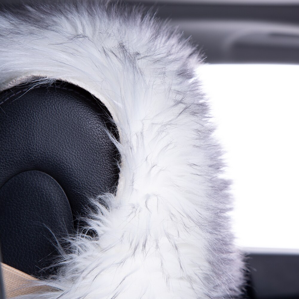 Kawosen 1 Stuk Lange Faux Bont Bekleding, Universele Kunstmatige Pluche Auto Stoelhoezen, leuke Pluche Sneeuw Zitkussen LFFS02