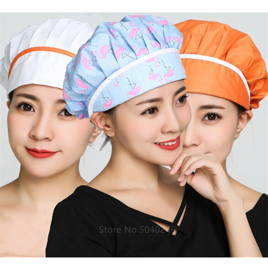 Unisex Chef Restaurant Uniforms Hotel Work Wear Waitress Master Cooker Bake Breathable Adjustable Printed Mushroom Hat Cap