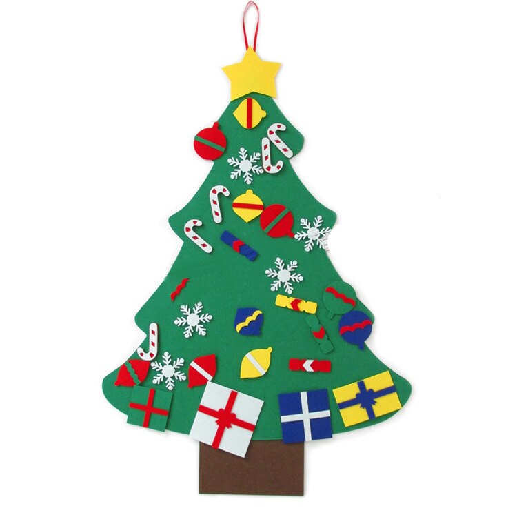 Jul treediy håndlavet filt år børn legetøj kunstige træ væghængende ornamenter jul til boligindretning: 95 x 70
