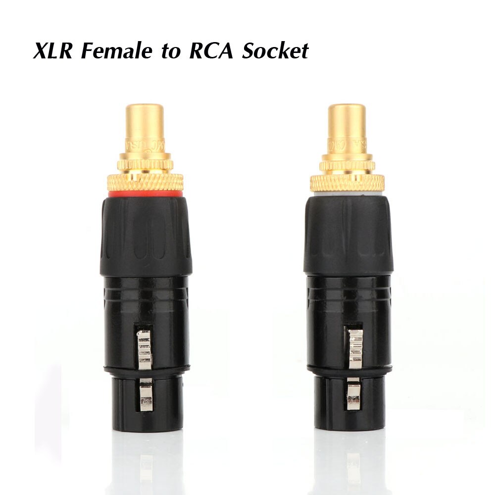 2PC NEUTRIK XLR male to RCA Female Socket Adapter plated gold RCA plug XLR to RCA Female Socket Adapter Gold Balanced Cable Plug