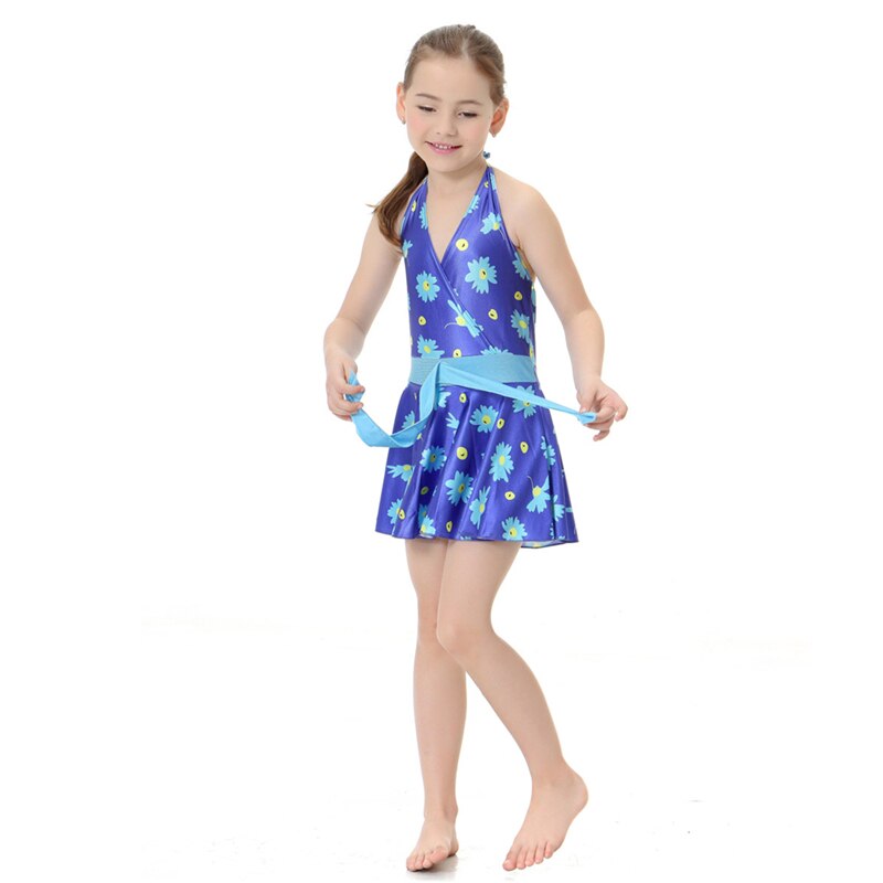 Swimwear Girls Striped Lslam Hijab Children's Swimming Suit Beach Muslim Swim Wear Islamic Swimsuit Zwemkleding CBK103: Blue / S