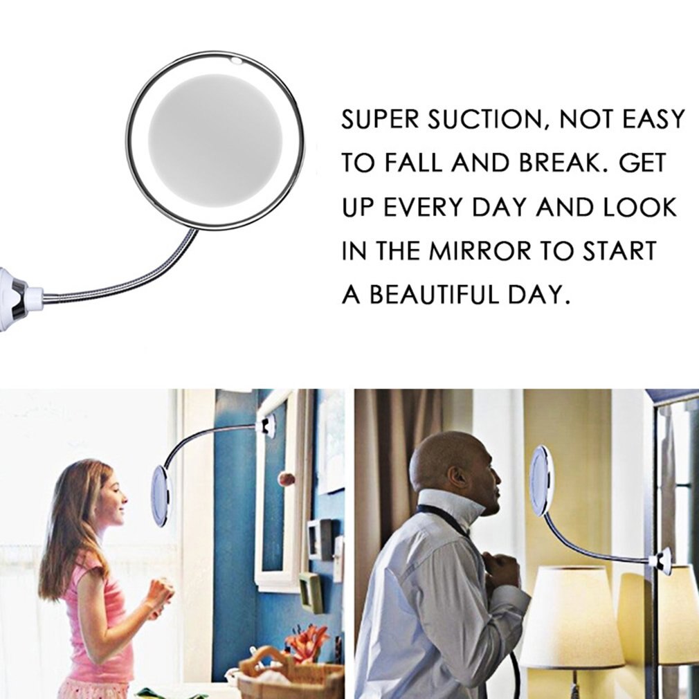 My Flexible Mirror Desktop Mirror Headlights Makeup Light 360 Degree Suction Cup Adjustable Magnifying Glass