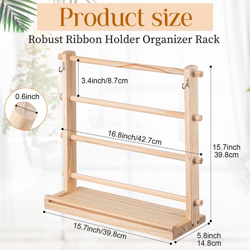 Lintorganisator 4-laags houten lintrek Opslag Display Plank Craft Lintstandaard voor ambachtelijke kamer Bloemenwinkel Taartwinkel