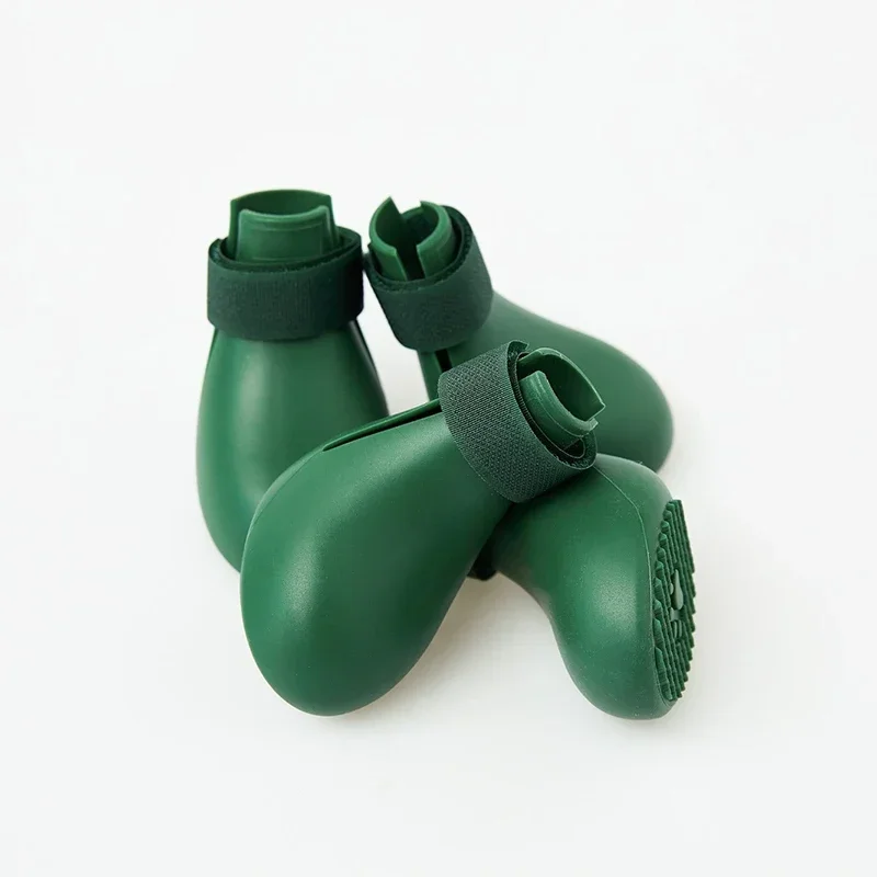 4 Uds. Zapatos de lluvia impermeables para Gato, Botas de lluvia antideslizantes de silicona para perros, botas de goma para exteriores para perros pequeños, medianos y grandes: XS / Verde
