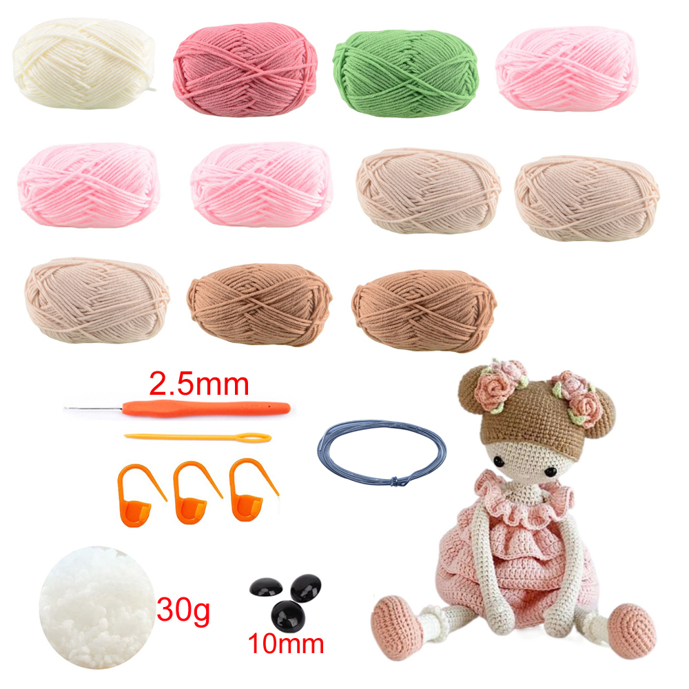 Joli Gril Crochet Kit poupée bricolage tricot amigurumi Crochet animaux kits noël chat chien lapin jouet oiseau insecte fait à la main: jaune clair