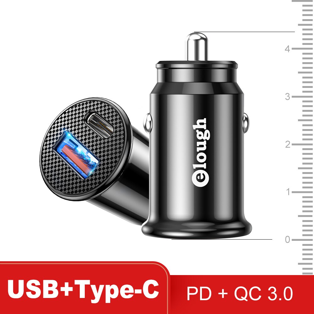 Ładowarka samochodowa Elough typ C PD 20W QC3.0 szybkie ładowanie dla Huawei Samsung Xiaomi Iphone 12 11 13 Pro szybka ładowarka samochodowa USB Iphone