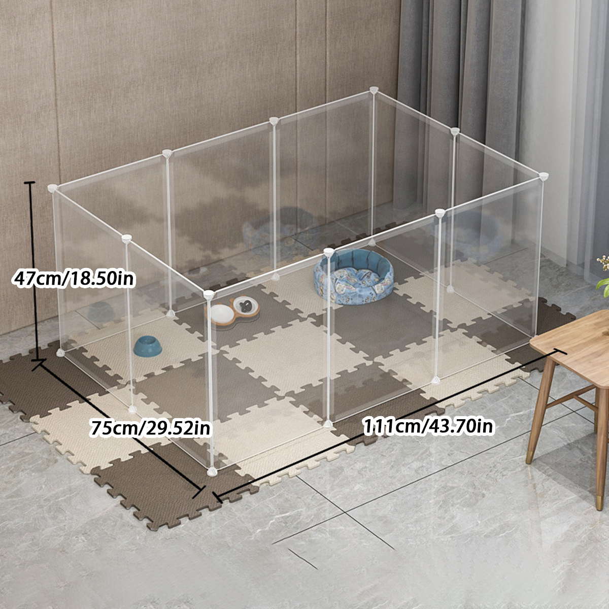 Clôture d'intérieur pour animaux de compagnie avec toilettes pour chien et chat, garde-corps de porte d'isolation gratuit, clôture pour chien de petite et moyenne taille: Black