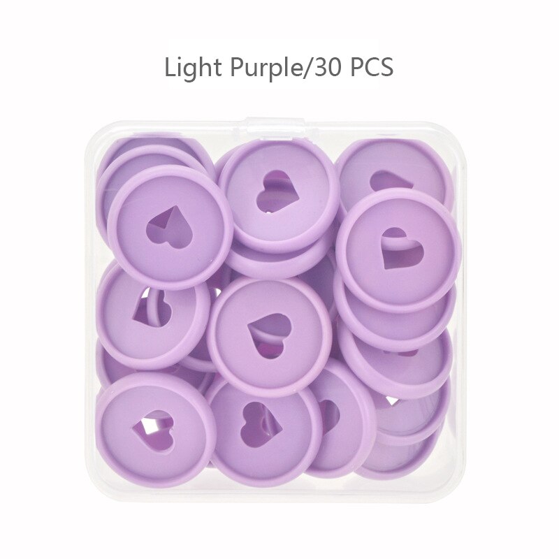 30pcs 28mm Plastic Ring Binder Discs Mushroom Hole Loose-leaf Disc Heart Binding Buckle Binder Planner Ring Notebook Accessories: Light Purple-30pcs