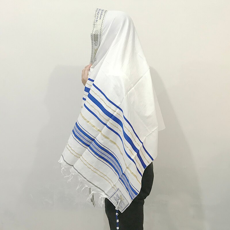 Tallit Prayer Shawl Cotton Tallit Tzitzit for Prayer Wash &amp; Iron Bar Mitzvah Big size