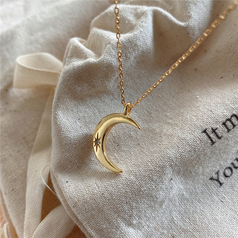 RUIYI 925 Sterling Silver European Style Women Sun Moon Pendant Necklace Simplicity Niche Chic Chokers Fine Jewelry Necklaces