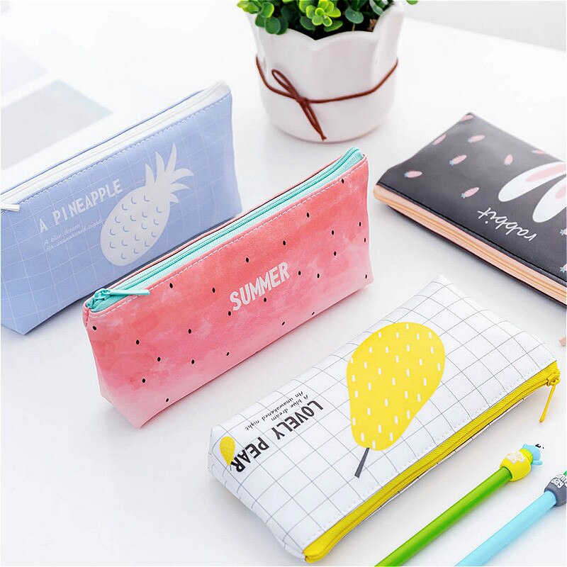 1pcs/sell Brief Kawaii plant Pencil Case cute watermelon pattern School Supplies Stationery Pencil Box Pencil Bag