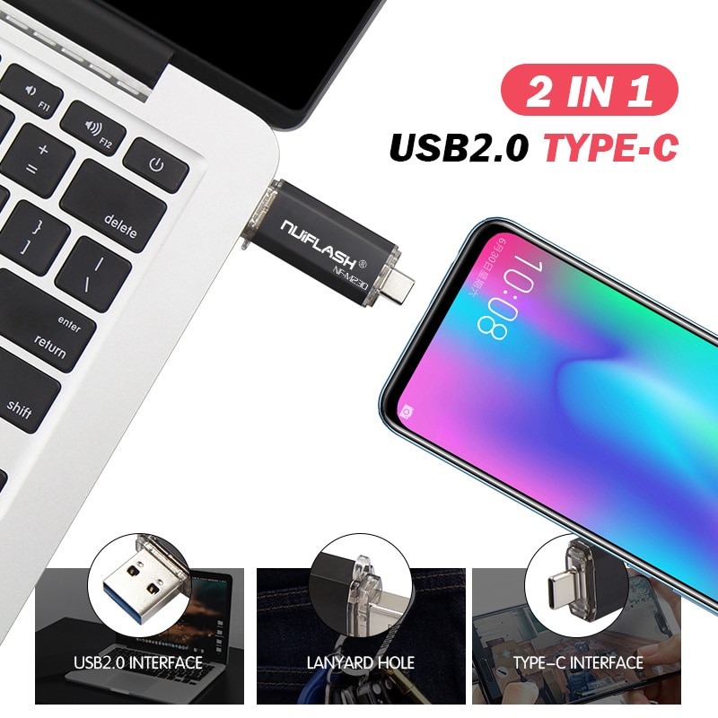 De Metal USB Flash Drive para Huawei P30 Samsung S10 S9 S8 USB 2,0 tipo-c Pendrive Pen Drive USB C memoria 256GB 128gb