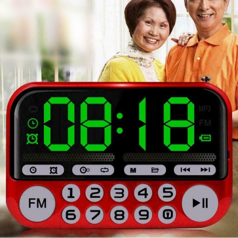 Portable Elderly Radio Mini FM Radio Stereo Built-In Speakers Music Backlight Player Card Time Display+timer Shutdown Home Radio