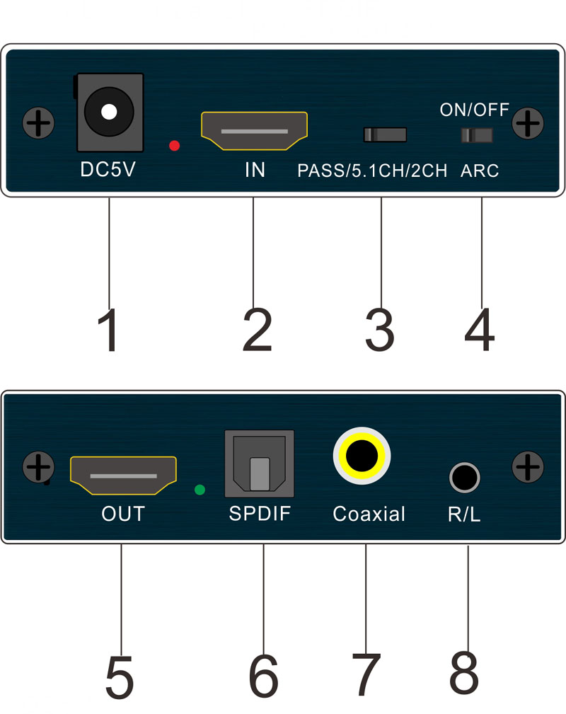 4Kx2K HDMI-compatib To Audio Extractor Support ARC/3D + Optical TOSLINK SPDIF 5.1 ARC Audio Extractor Splitter Converter Adapter