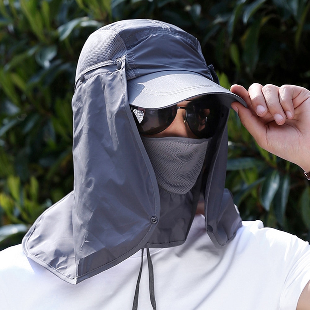 Zon Caps Flap Hoeden 360 Graden Solar Uv Bescherming Zonnehoed Zomer Mannen Vrouwen Zonneklep Cap Vouwen Verwisselbare Nek gezichtsmasker Hoofd