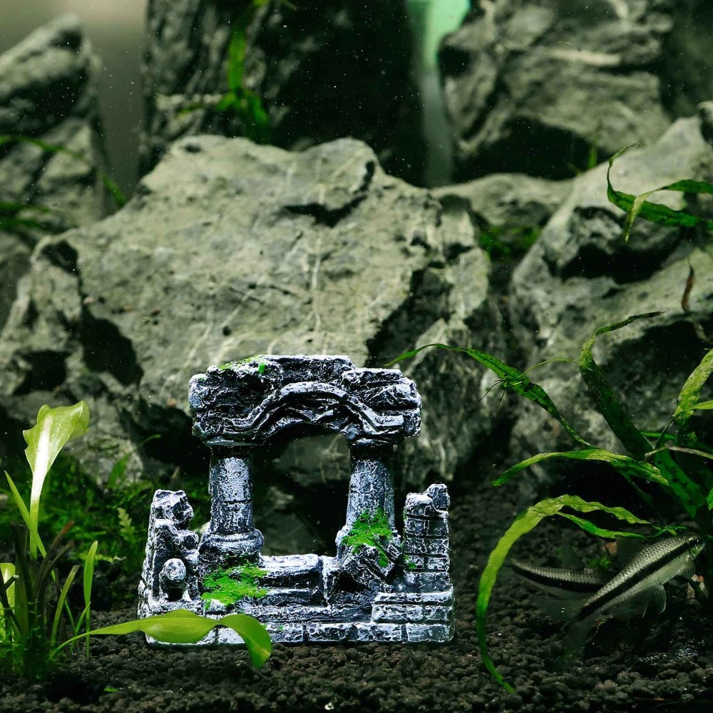 Double column Resin Rome Square Stone Pillars Aquarium Landscaping for Fish Tank Ornament Decoration Landscap Decorative