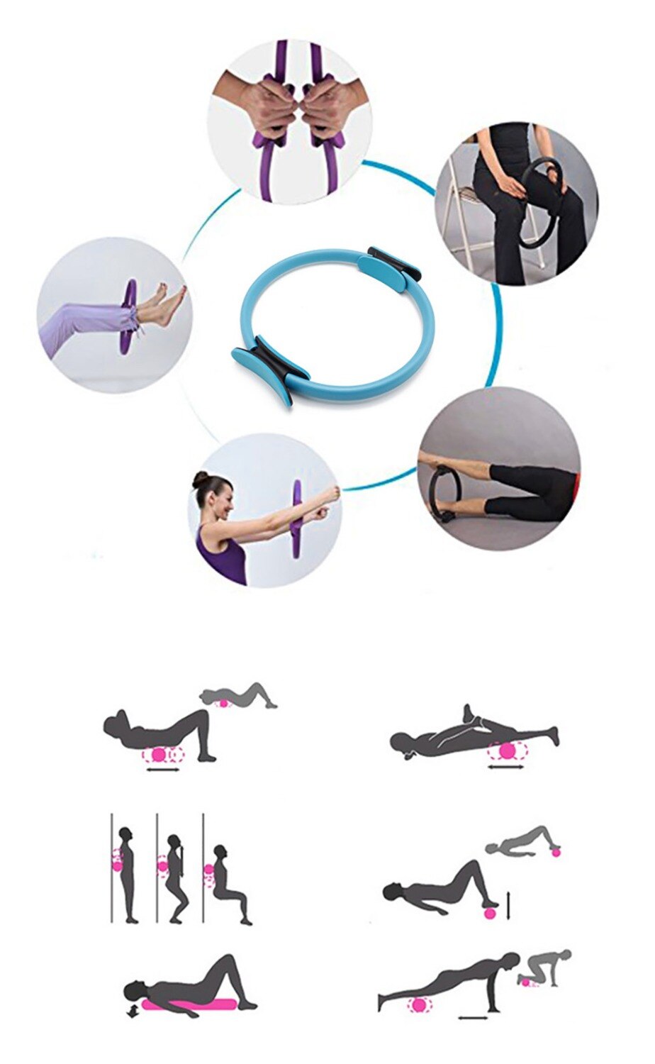 Yoga pilates ring magisk wrap slankende bodybuilding træning heavy duty pp + nbr materiale yogacirkel 5 farver
