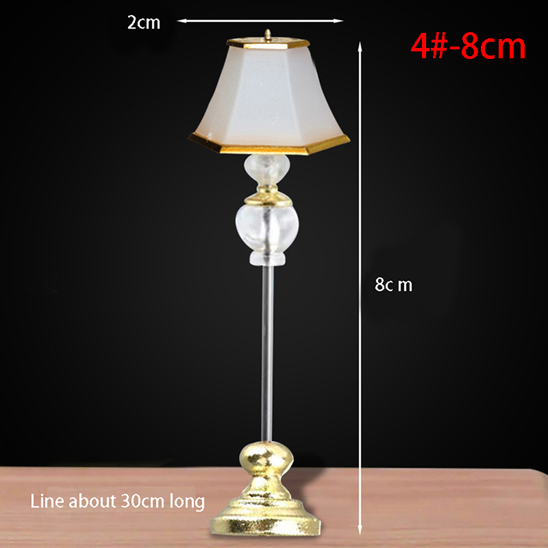 Antike Puppenhaus Miniatur möbel Mini Stehlampe Nacht LED Lampe Licht Tisch lampe mit Batterie kasten Puppenhaus Zubehör: Grau