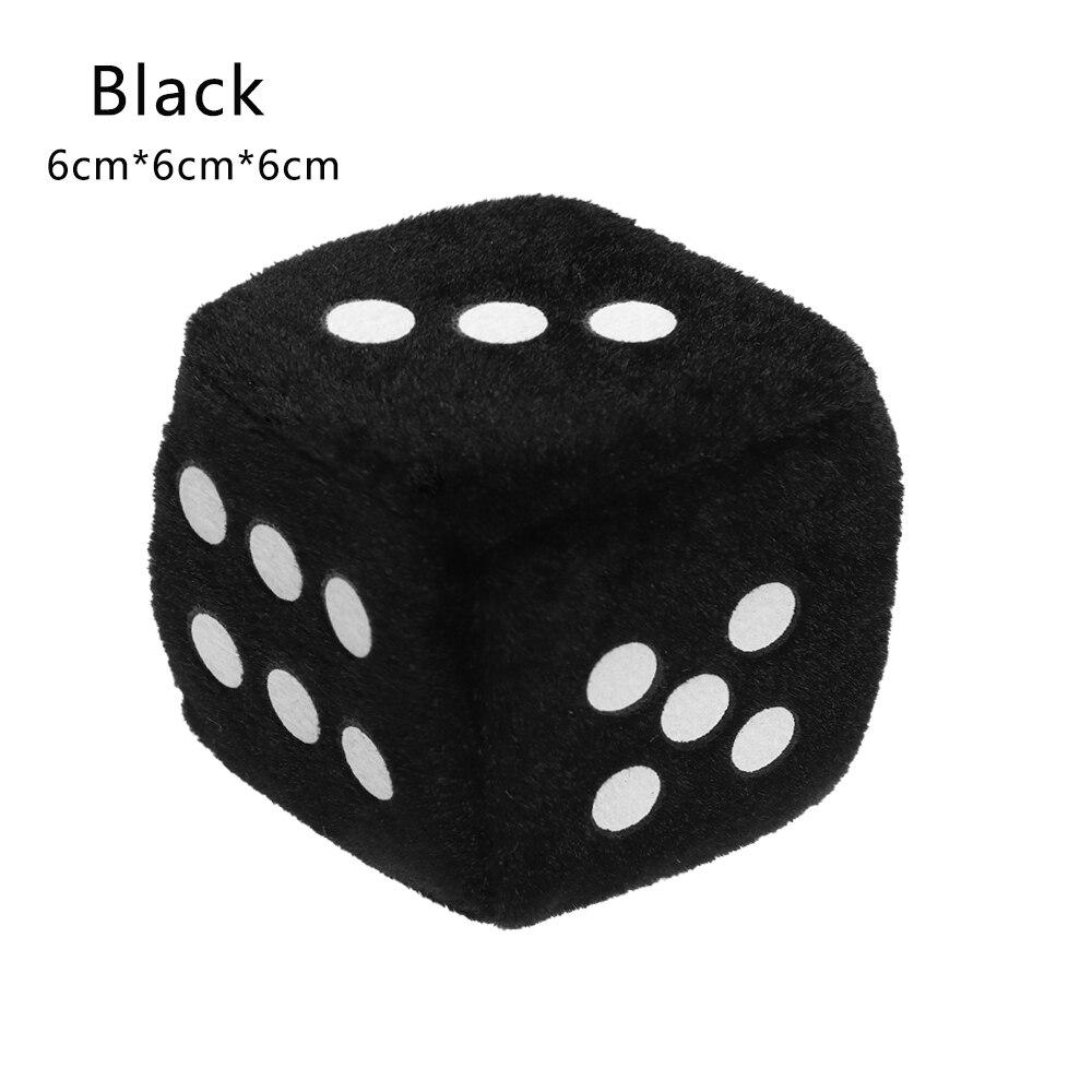 1PC 4 Kleuren Fuzzy Dobbelstenen Auto Spiegel Opknoping String Leuke Stippen Hanger Auto-interieur Decoratie Auto Styling Tools 4 cm/6 cm: Black (6x6x6cm)