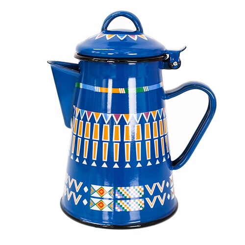 Emalje kaffekande med håndkedel induktionskomfur gaskomfur universal mælkekande 800ml rød blå kedel tekande picnic pot: Blå