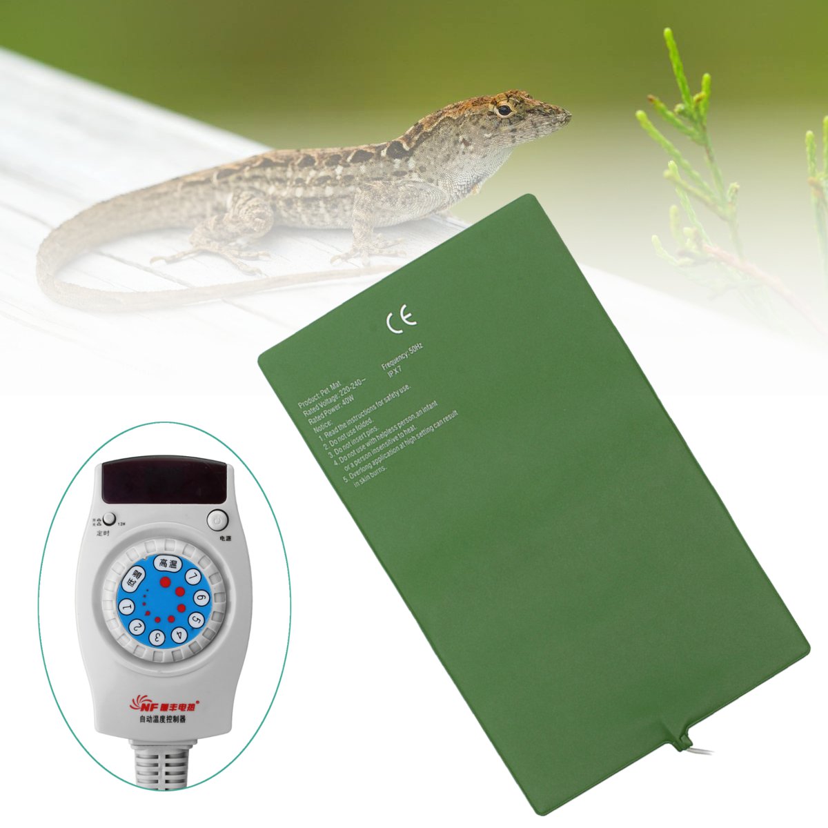 Aquarium Reptielen Warmte Mat 30/40W Huisdier Schildpad Slangen Verwarming Warm Pad Groen Terrarium Automatische Temp Controller Reptielen levert