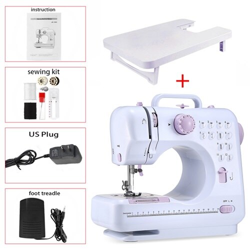 Meerdere Elektrische Naaimachine Desktop Overlock Diy Kleding Dikke Naaien 12 Steken Verstelbare Snelheid 505A Usb Hicello: US PLUG and table