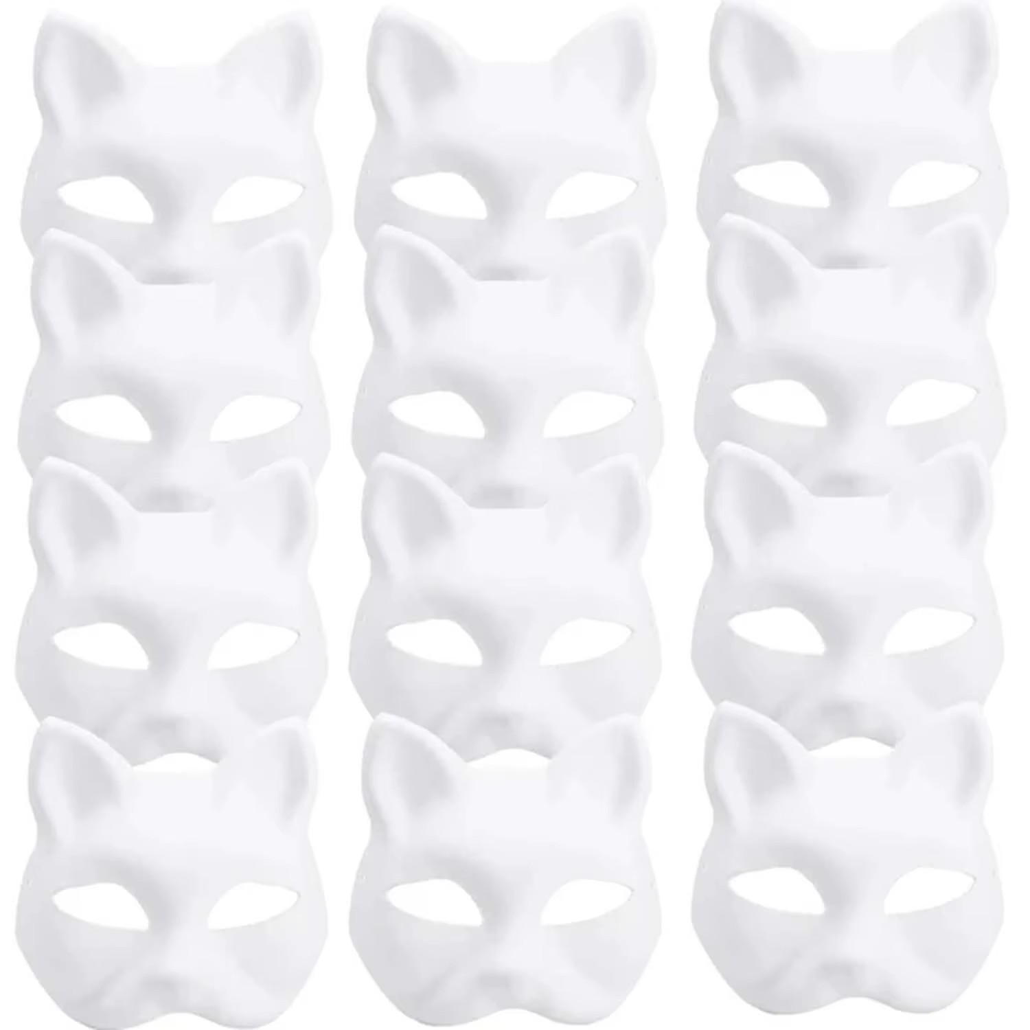 5 STKS Therian Maskers Witte Kat Maskers Leeg DIY Halloween Masker Dier Half Gezichtsmaskers Maskerade Cosplay Party: GRIJS