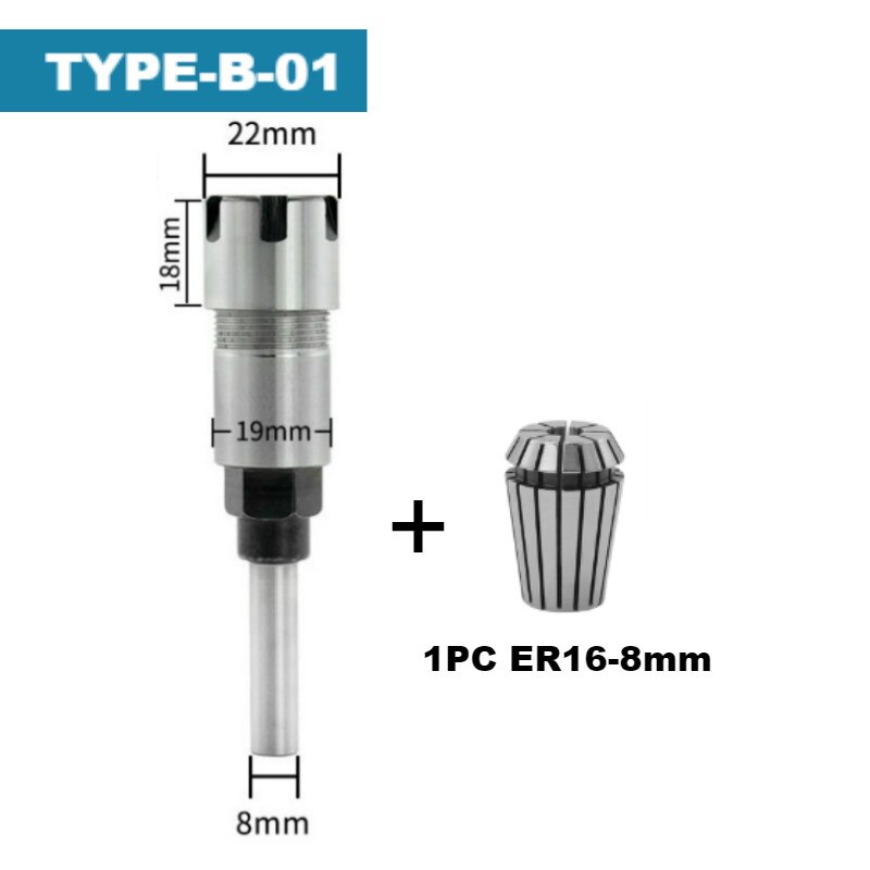 Router Collet Extension Chuck Rod Engraving Machine Extension Rod with Spring Collet Set for CNC Milling Lathe Tool: TYPE-B 01