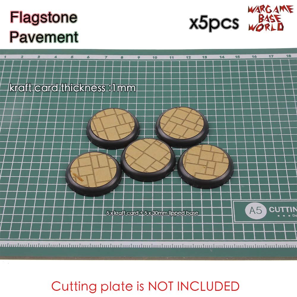 Kraft Card Texture Bases - 30mm lipped bases - Texture Bases for Warhammer: 30mmFlagstone