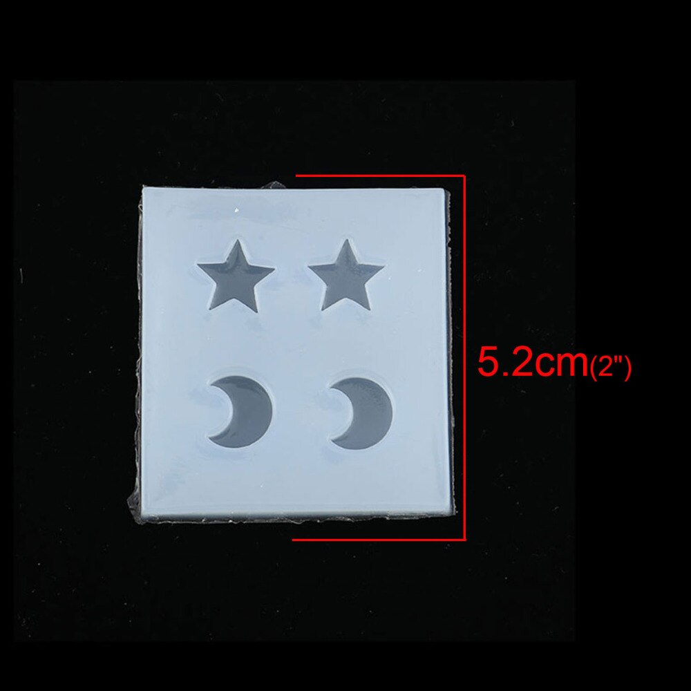 Silikone harpiks form til smykker gør stjerne hvid måne 52mm(2 " ) x 50mm(2 " ), 2 stk