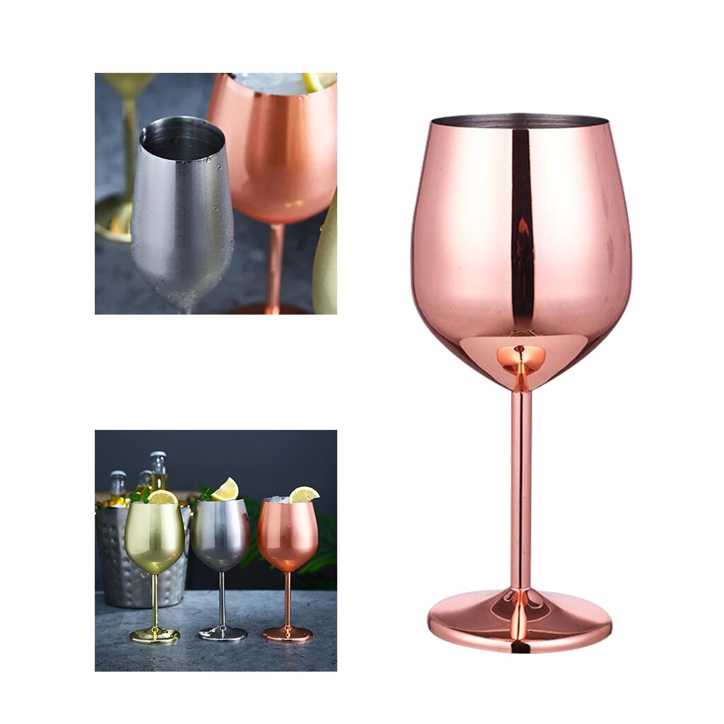 Vasos de vino de acero inoxidable, elegantes, decoración del banquete de boda, copa de vino de acero inoxidable, Plata/oro rosa/dorado, de Navidad: 500ml Rose Gold