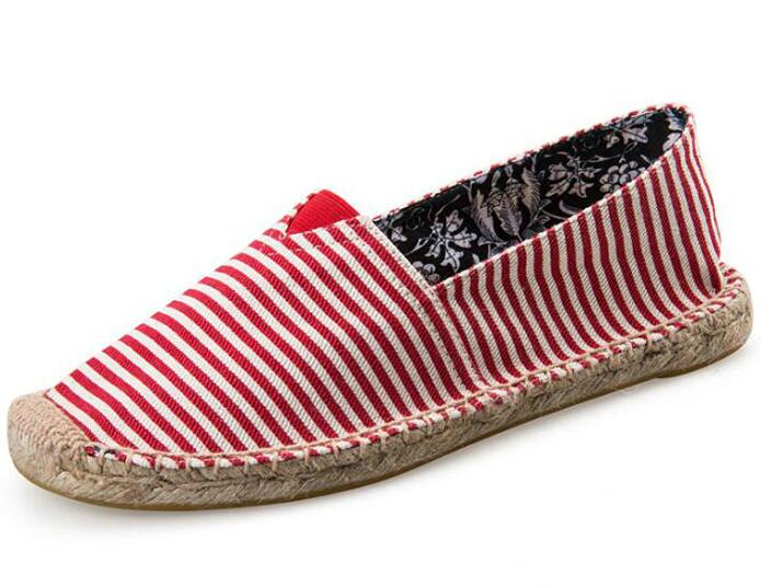Women Shoes Breathable Espadrille Fisherman Shoes Striped Slip On Lady Casual Shoes Soft Bottom Flat LA-30: Pink / 36