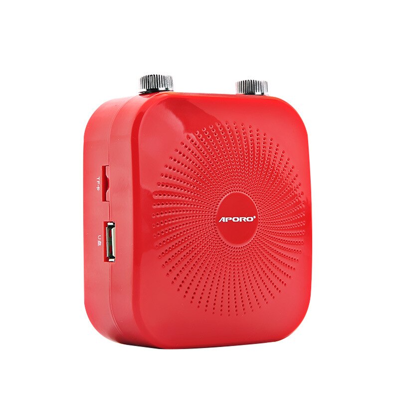 18W Voice Amplifier With Echo Function Wired Microphone TF Card Portable Meeting Tour Guide Megaphone Speaker Subwoofer: Red