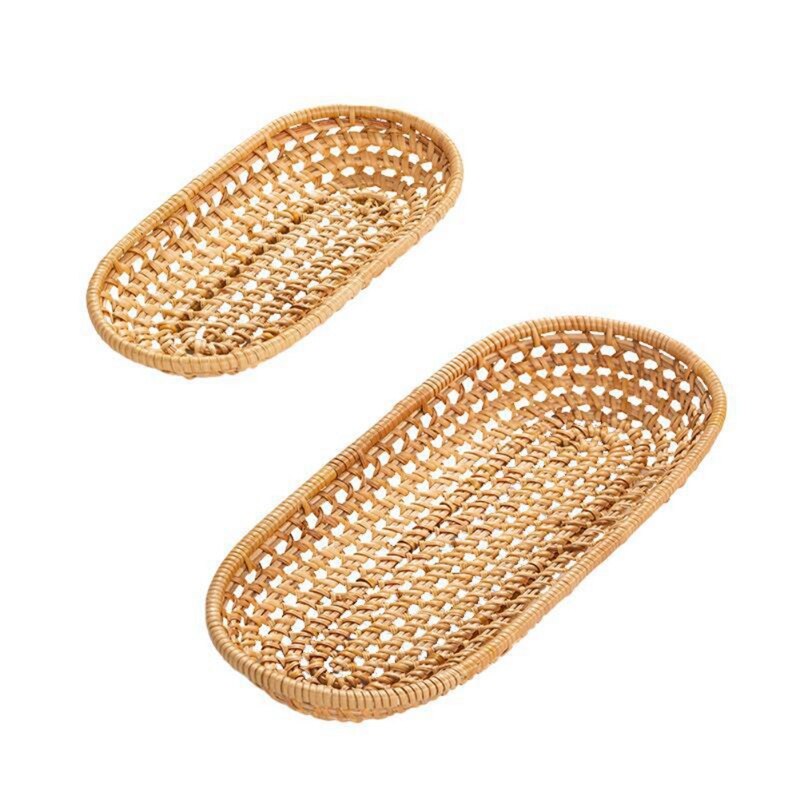 2 Stuks Natuurlijke Rotan Rijsmandjes Ovaal 29,5 Cm - Banneton Voor Brooddeeg