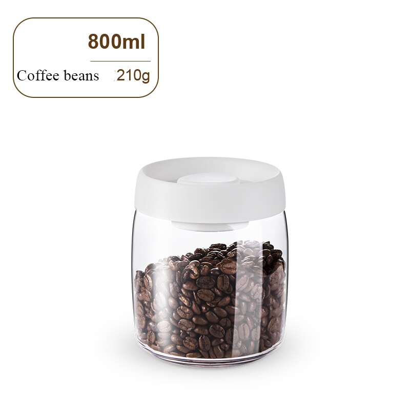 Food Coffee Beans Storage Bottles &amp; Jars with Cover Plastic Vacuum sealed Tank Storage Press and exhaust storage: 800ml