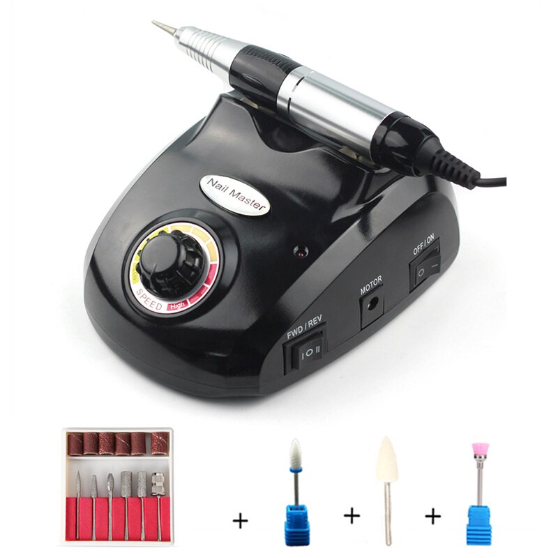 35000RPM Electric Nail Drill Machine Manicure High Speed Power 35000 Pedicure File with Foot Pedal Drill Bit Set: Black / us