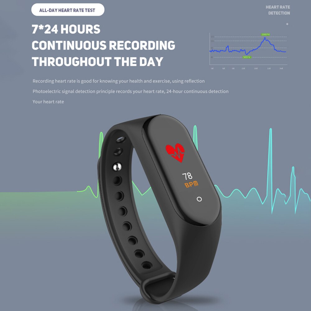 M4 intelligente horloges met kleurenscherm, sporthorloge met bluetooth, waterdicht, bloeddrukmeter en hartslagmeter voor fitness.