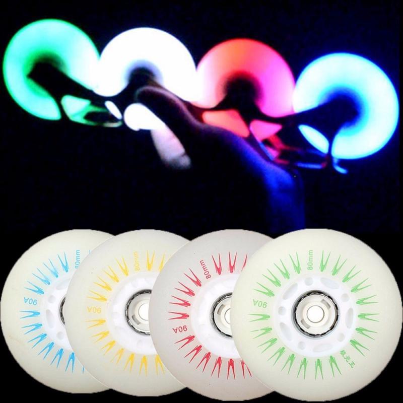 80mm 90A Skateboard Flashing Roller LED Light Roller Inline Sliding Skating Flash PU Roller Skate Wheels Rollerblade Accessories