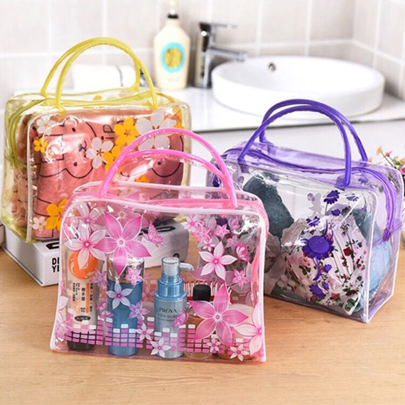 Bolsas organizadoras de plástico transparente para cosméticos, neceser de viaje informal para maquillaje, impermeable, artículos de aseo personal, almacenamiento de baño