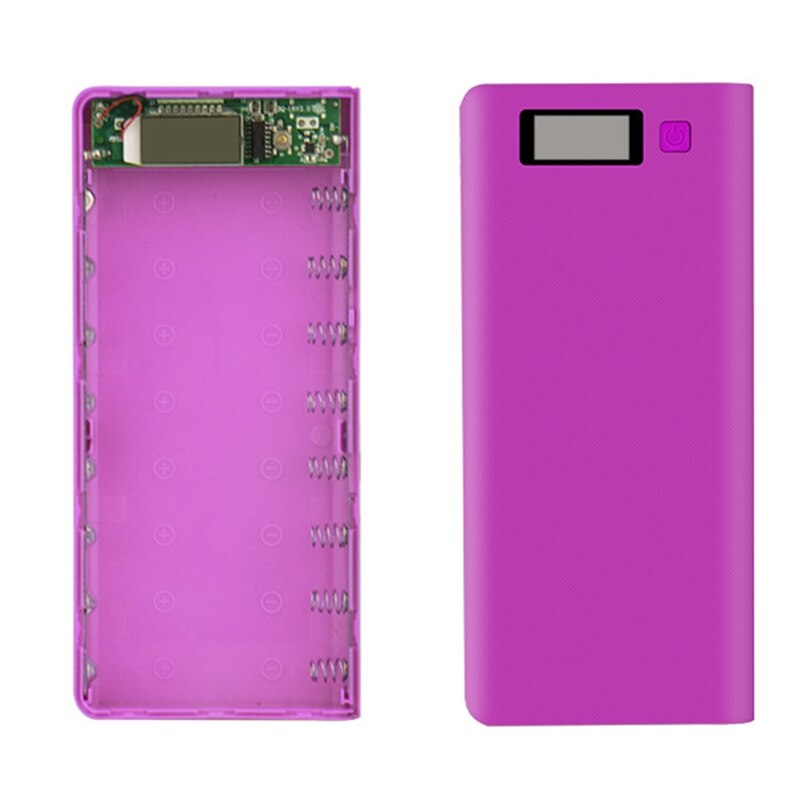 8*18650 Battery Holder Dual USB Power Bank Battery Box DIY Shell Case: purple