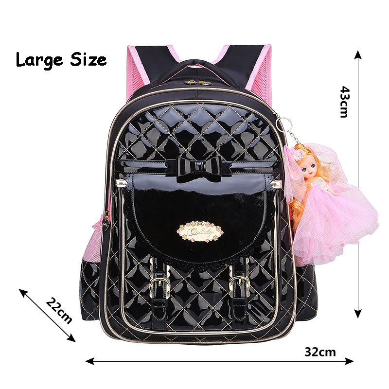 Neue Mädchen Schule Rucksäcke freundlicher Schulranzen Für Mädchen Rucksack Prinzessin Rosa freundlicher Schulranzen Schule Taschen Tornister Mochilas: groß Schwarz